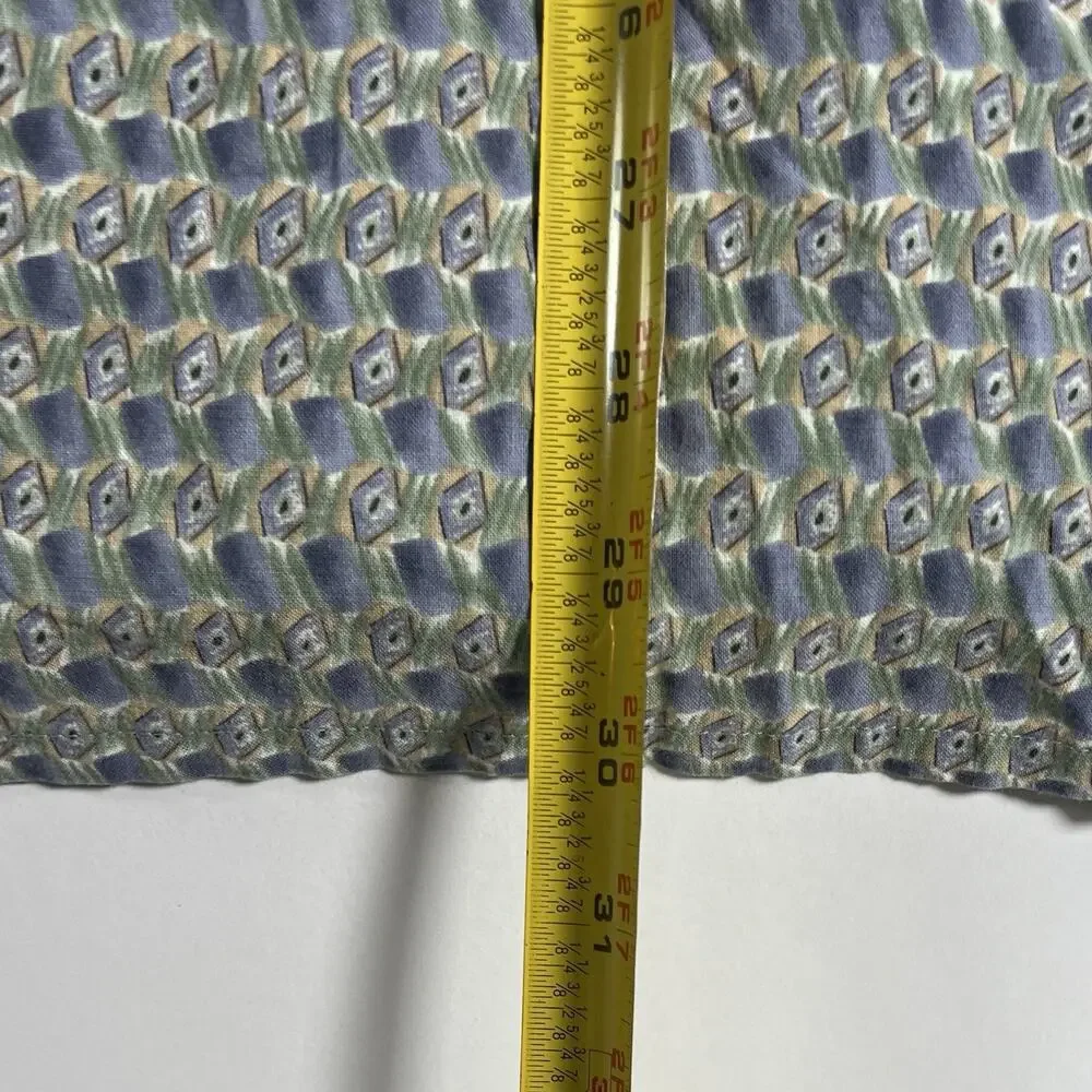 Pierre‎ Cardin Men's Green/Blue/Beige Geometric Woven Cotton Button-Up SS L 48